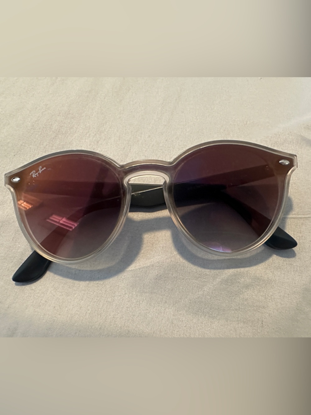 Ray-Ban Clear Frame Sunglasses with Purple Gradient Lenses